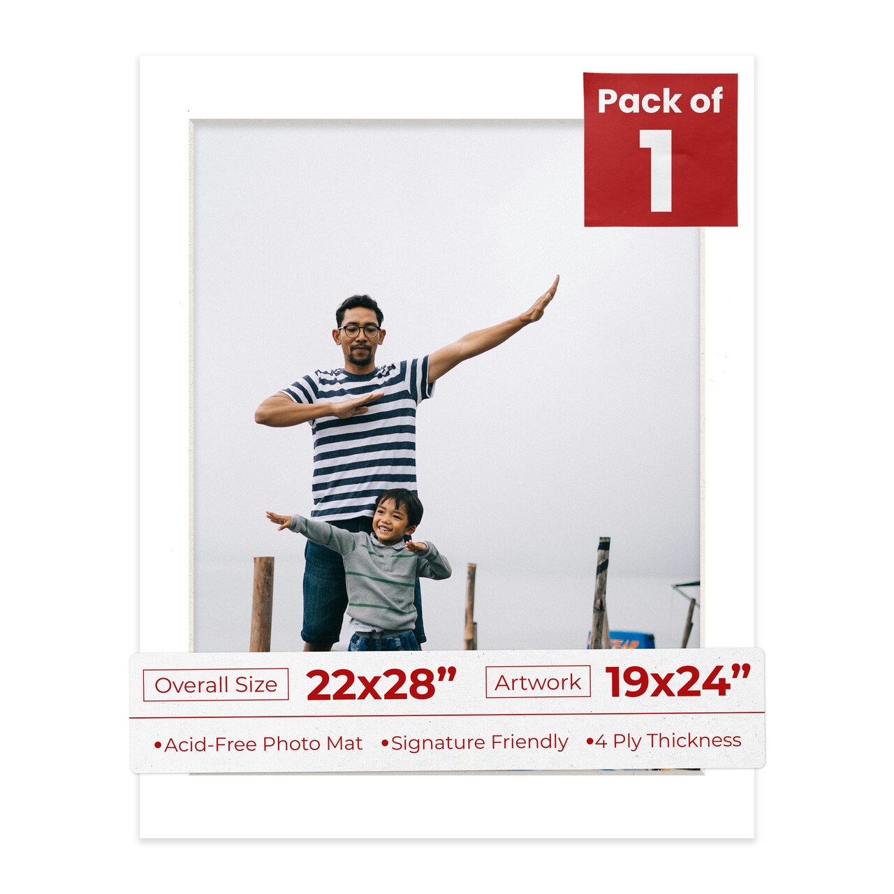 Textured White Mat Board for 22x28 Frames - Fits 19x24 Photos